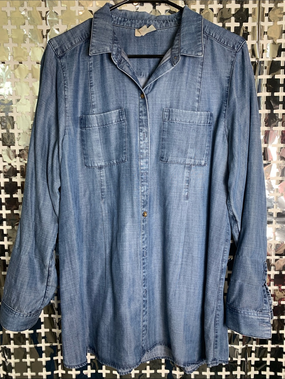 J. Jill Light Blue Denim Button-Front Shirt